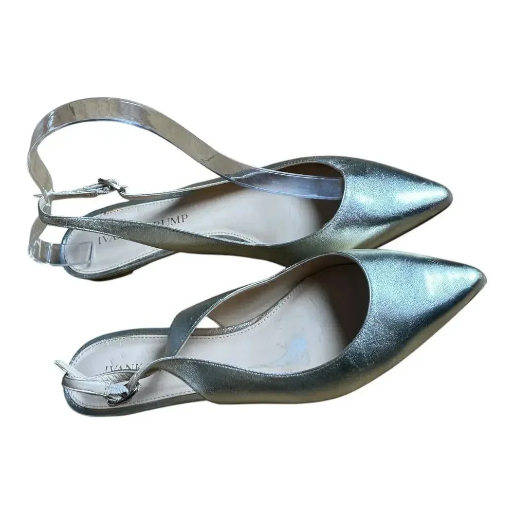 Ivanka Trump Gold Sling Back Size 6 Pointed Toe Flats Buckle Sandals Women’s